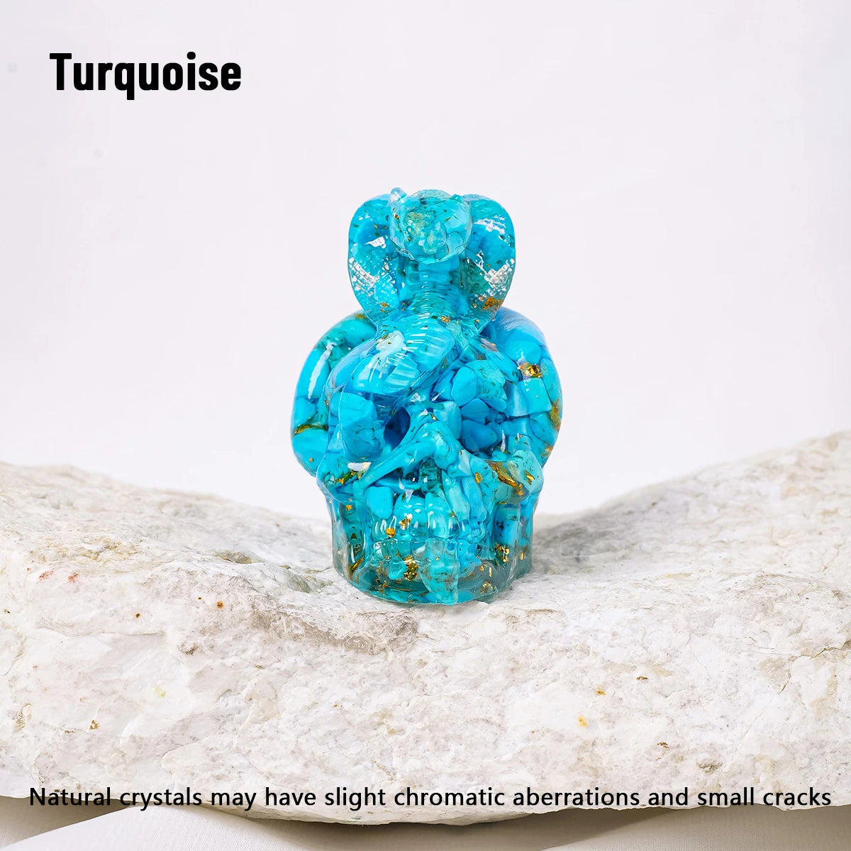 1PC Natural Crystal Gravel Skull Snake Statue Dropper Resin Reiki Stone Easter Gift Fengshui Sculpture Room Home Decoration