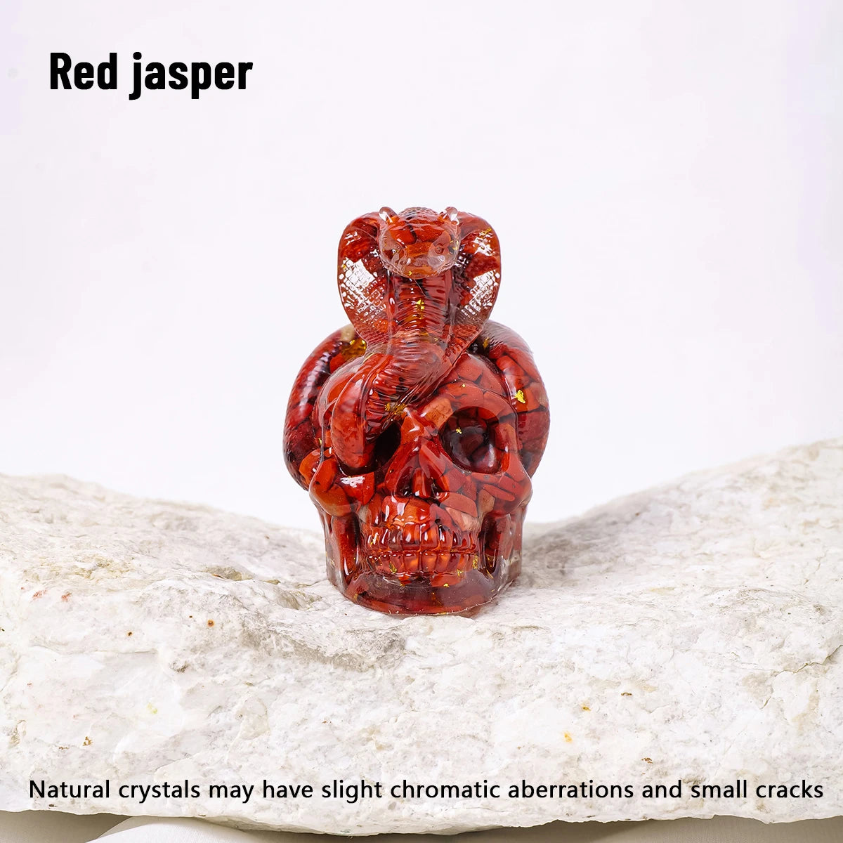 1PC Natural Crystal Gravel Skull Snake Statue Dropper Resin Reiki Stone Easter Gift Fengshui Sculpture Room Home Decoration