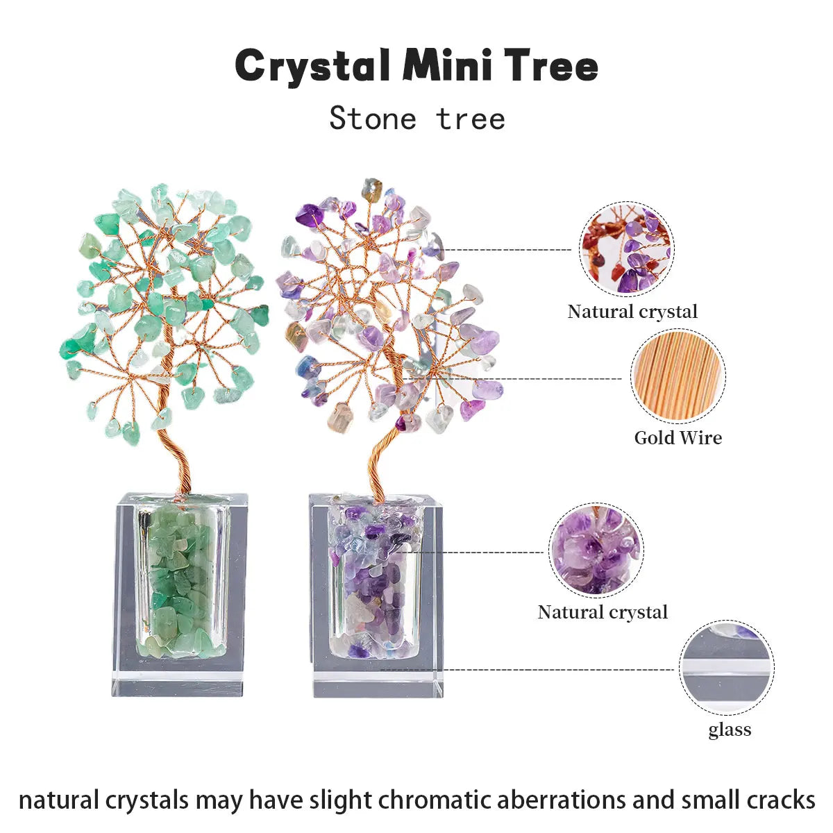 1PC Natural Crystal Gravel Specimen Stone Feng Shui Crystal Money Tree Drift Bottle Desktop Divination Home Decoration