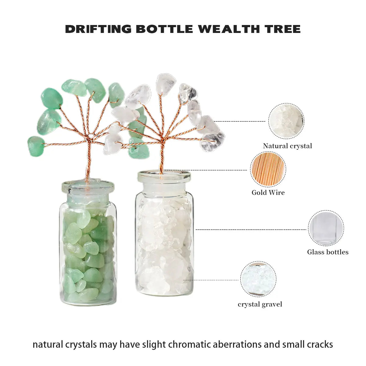 1PC Natural Crystal Gravel Specimen Stone Feng Shui Crystal Money Tree Drift Bottle Desktop Divination Home Decoration