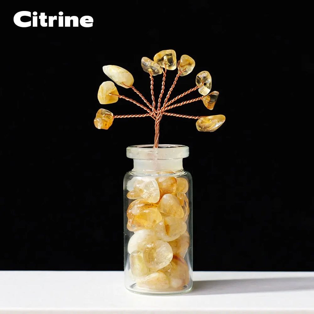 1PC Natural Crystal Gravel Specimen Stone Feng Shui Crystal Money Tree Drift Bottle Desktop Divination Home Decoration