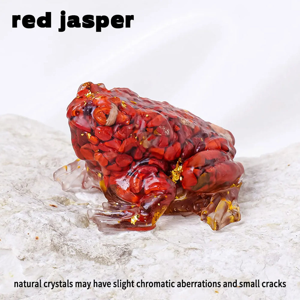 1PC Natural Crystal Gravel Stone Bufonid Statue Dropper resin Reiki Stone Figurine Amulet Fengshui Sculpture