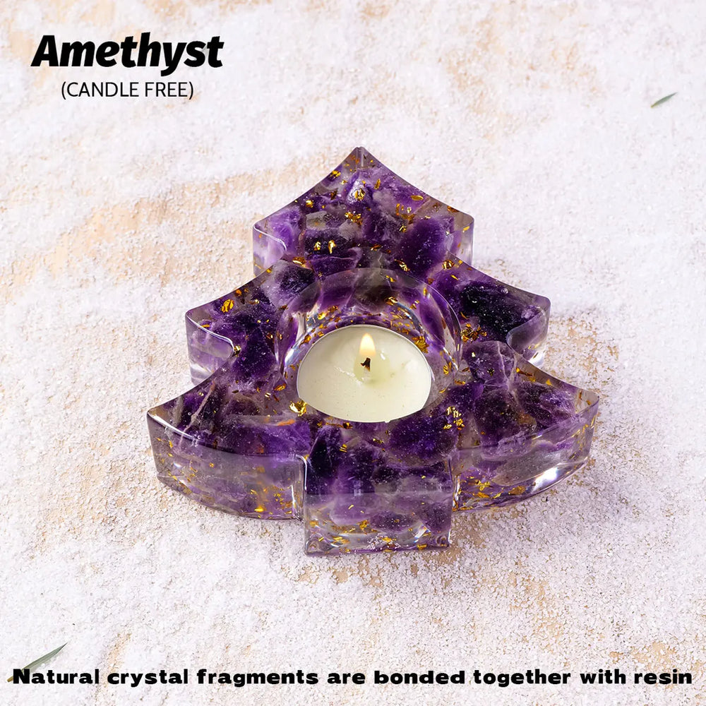 1PC Natural Crystal Gravel Stone Christmas Tree Candle Statue Reiki Stone Tortoise Figurine Amulet Fengshui Sculpture for Home O