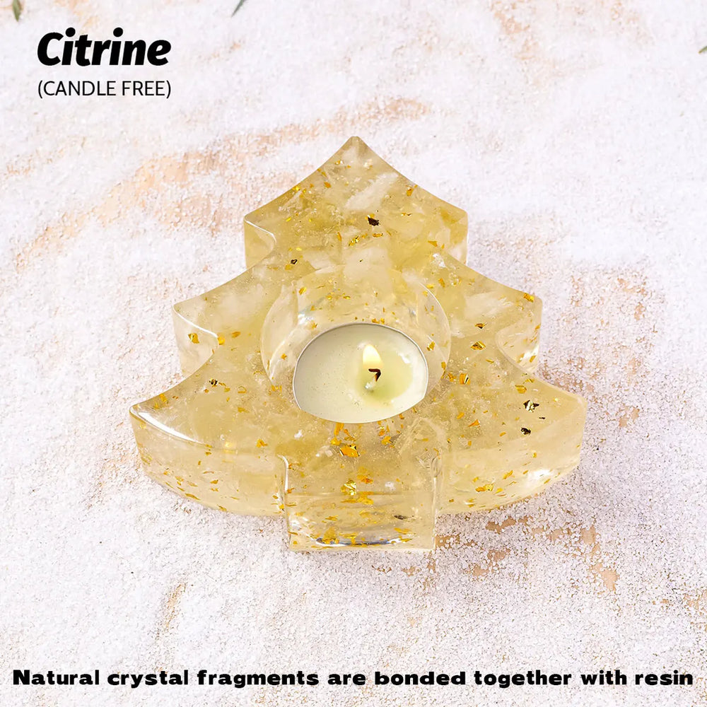 1PC Natural Crystal Gravel Stone Christmas Tree Candle Statue Reiki Stone Tortoise Figurine Amulet Fengshui Sculpture for Home O