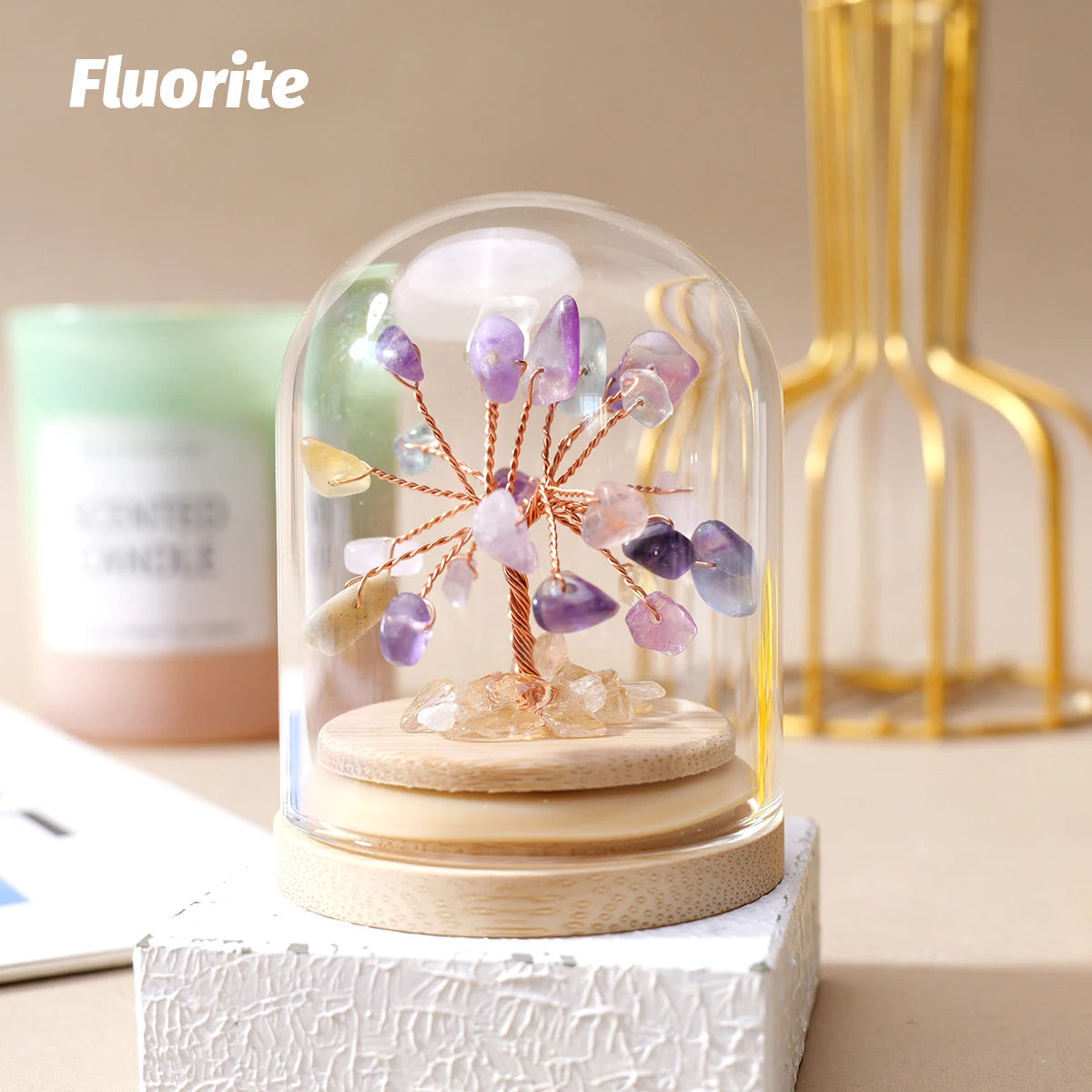 1PC Natural Crystal Gravel Stone Feng Shui Crystal Money Tree Glass Bottle Desktop Home Decoration Accessories