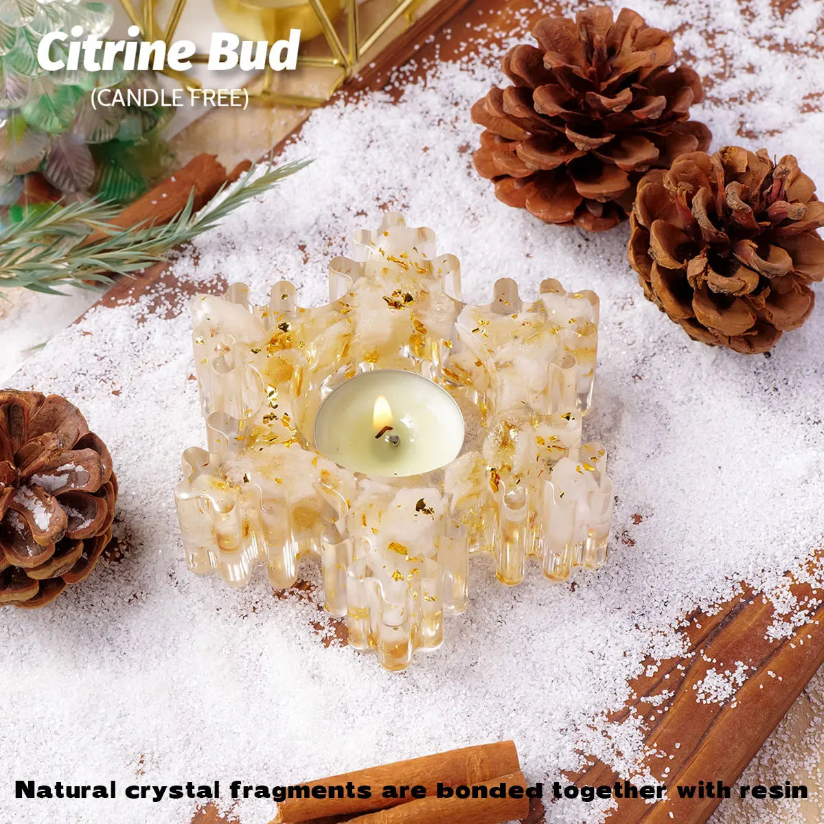 1PC Natural Crystal Gravel Stone Snowflake Candle Statue Reiki Stone Tortoise Figurine Amulet Fengshui Sculpture Christmas decor