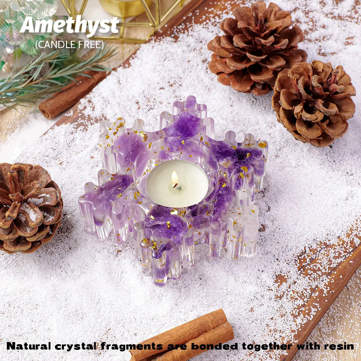 1PC Natural Crystal Gravel Stone Snowflake Candle Statue Reiki Stone Tortoise Figurine Amulet Fengshui Sculpture Christmas decor