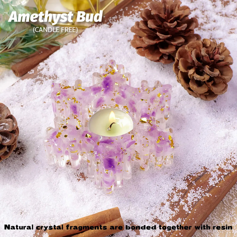 1PC Natural Crystal Gravel Stone Snowflake Candle Statue Reiki Stone Tortoise Figurine Amulet Fengshui Sculpture Christmas decor