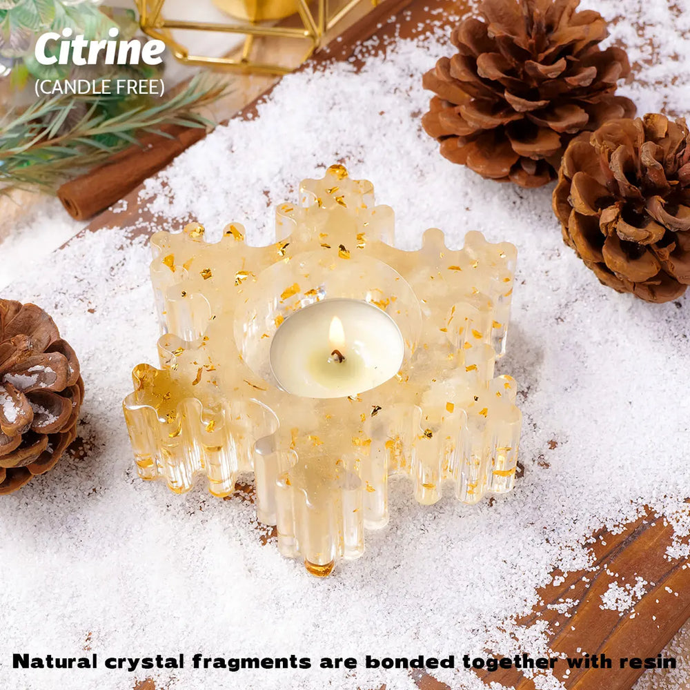 1PC Natural Crystal Gravel Stone Snowflake Candle Statue Reiki Stone Tortoise Figurine Amulet Fengshui Sculpture Christmas decor