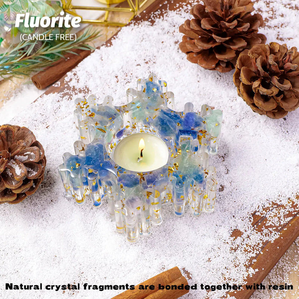 1PC Natural Crystal Gravel Stone Snowflake Candle Statue Reiki Stone Tortoise Figurine Amulet Fengshui Sculpture Christmas decor