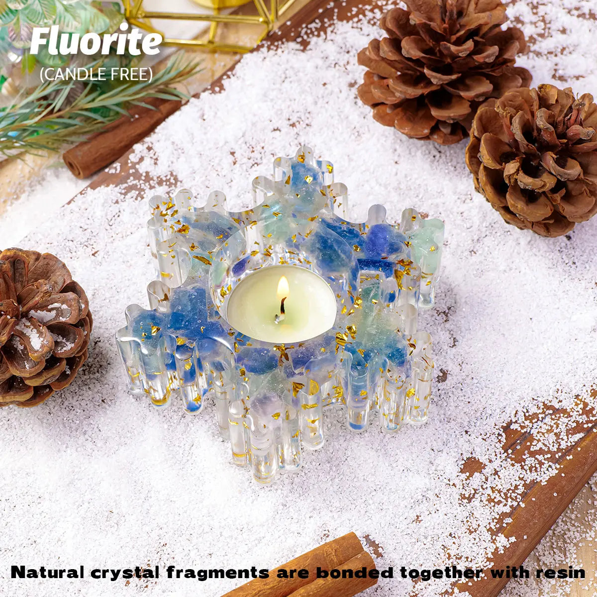 1PC Natural Crystal Gravel Stone Snowflake Candle Statue Reiki Stone Tortoise Figurine Amulet Fengshui Sculpture Christmas decor