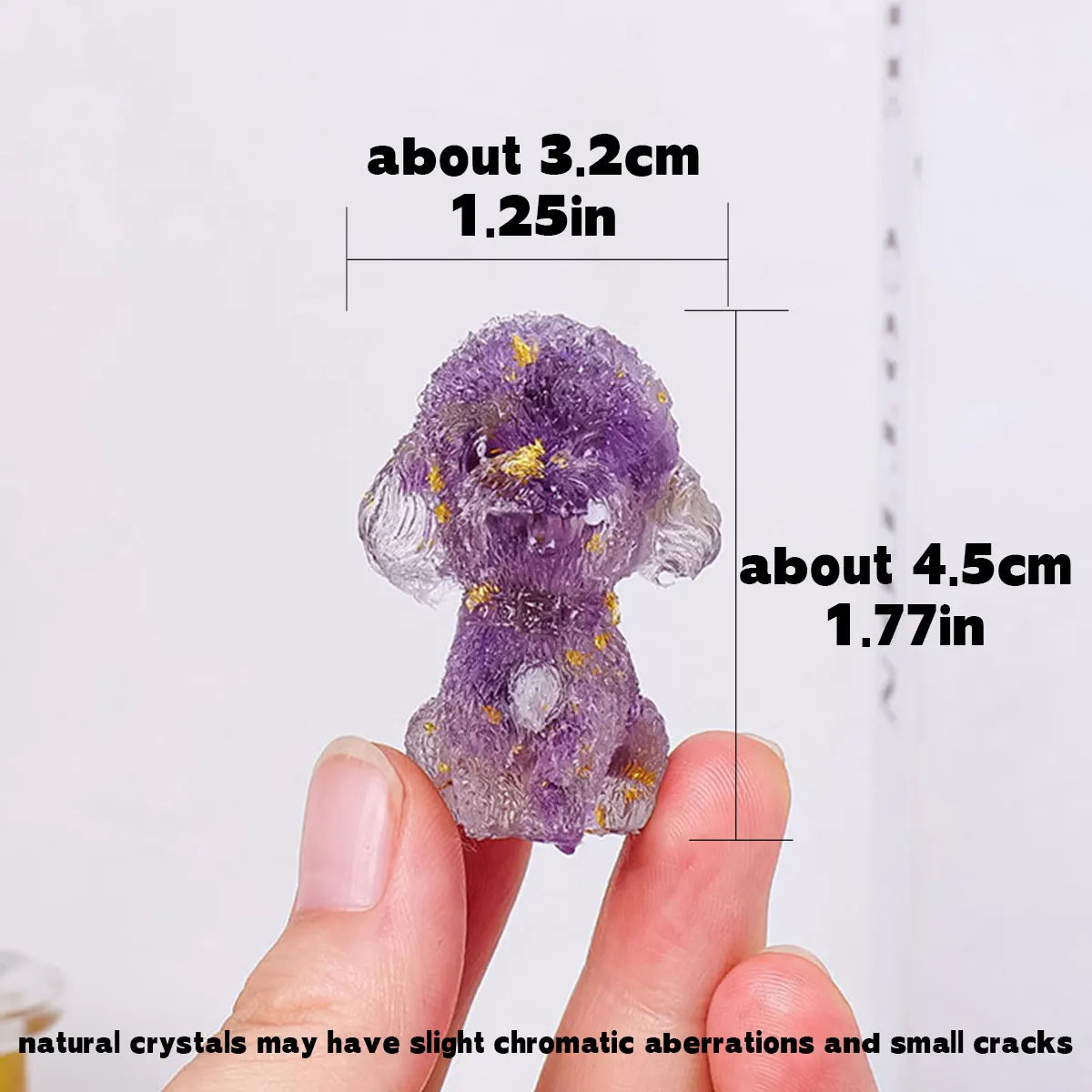 1PC Natural Crystal Gravel Teddy Dog Statue Dropper resin Reiki Stone Fengshui Creative Sculpture Study Room Home Decoration