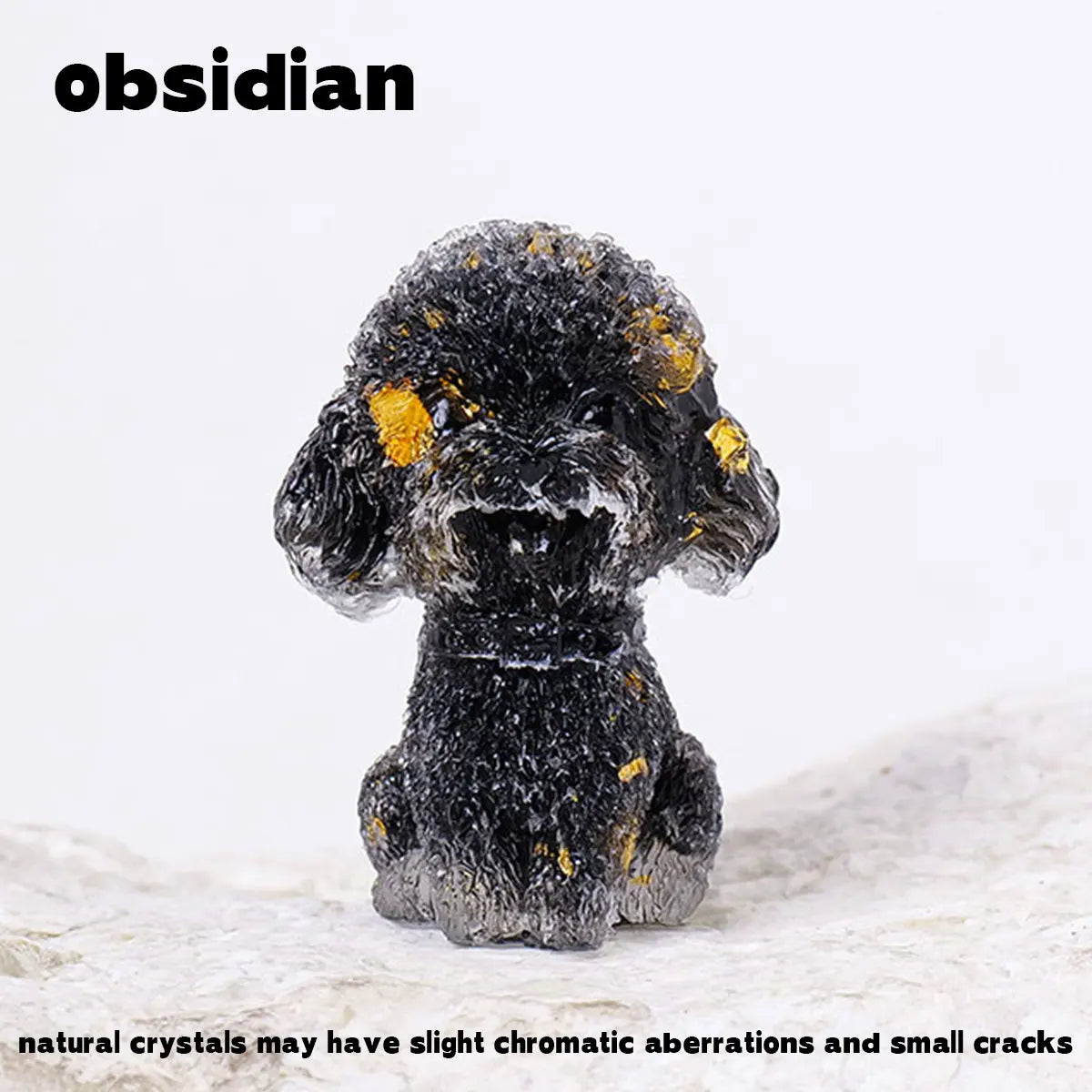 1PC Natural Crystal Gravel Teddy Dog Statue Dropper resin Reiki Stone Fengshui Creative Sculpture Study Room Home Decoration