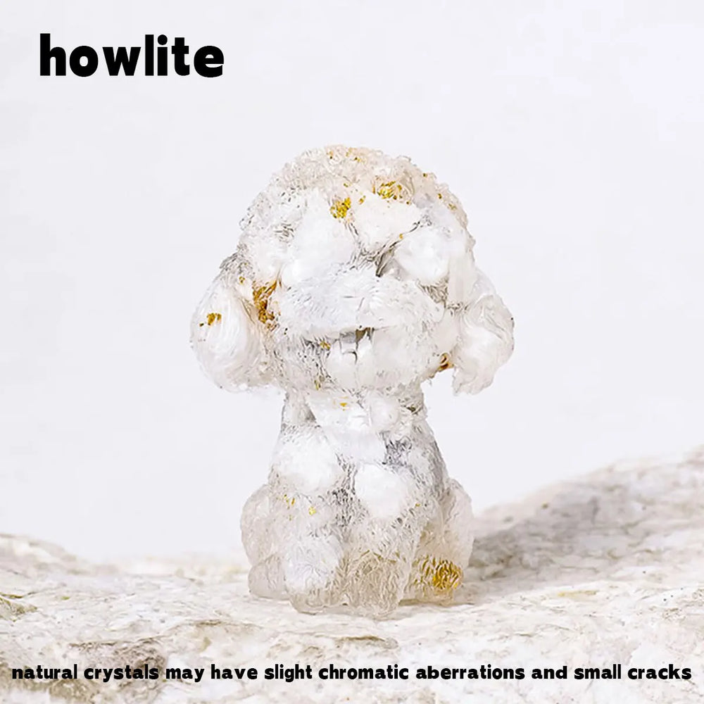 1PC Natural Crystal Gravel Teddy Dog Statue Dropper resin Reiki Stone Fengshui Creative Sculpture Study Room Home Decoration