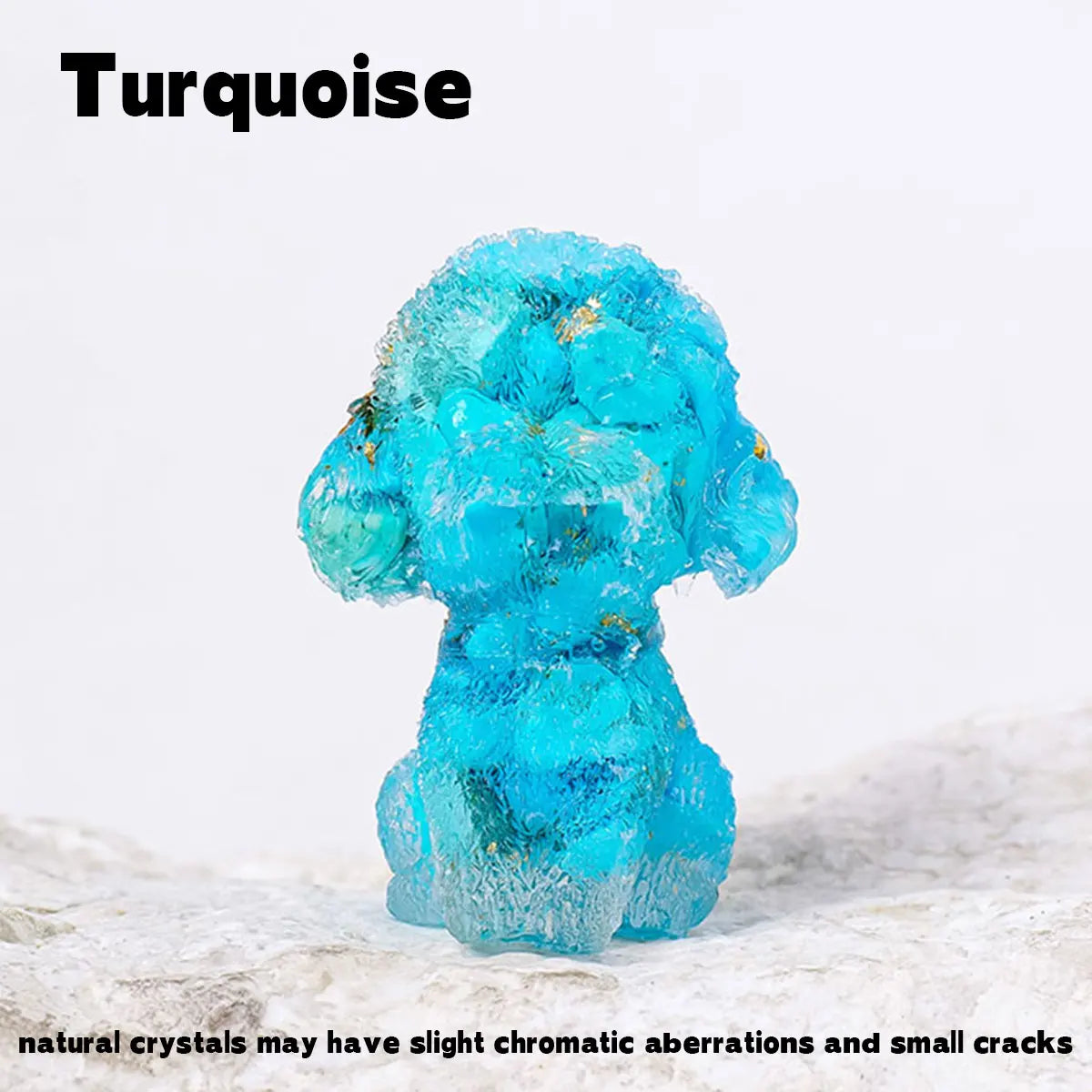 1PC Natural Crystal Gravel Teddy Dog Statue Dropper resin Reiki Stone Fengshui Creative Sculpture Study Room Home Decoration