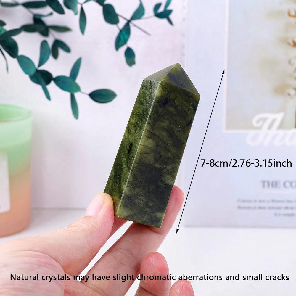 1PC Natural Crystal Green Jade Crystal Point Decoration & Wand Crystal Tower For Healing Home Decoration Gifts