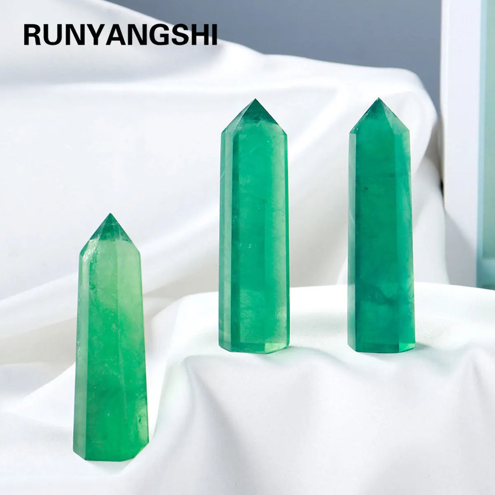 1PC Natural Crystal Green fluorite Point Healing Crystal Quartz Tower Healing Wand Stone Meditation Stone Energy Gem Home Decor