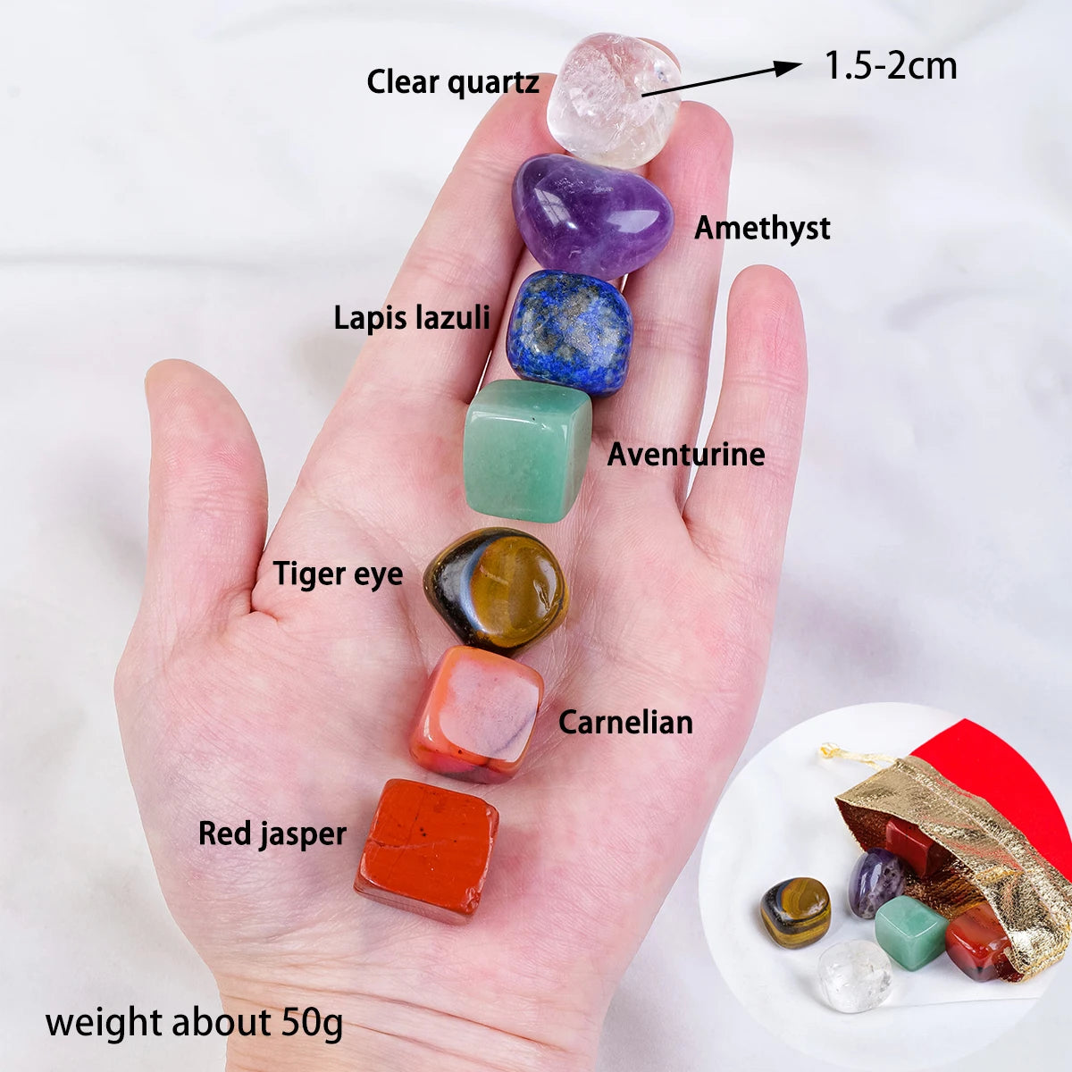 1PC Natural Crystal Healing Gem 7 Chakra Set Tumbled Stones Yoga Meditation Mental Relaxation Gemstone Energy Gifts