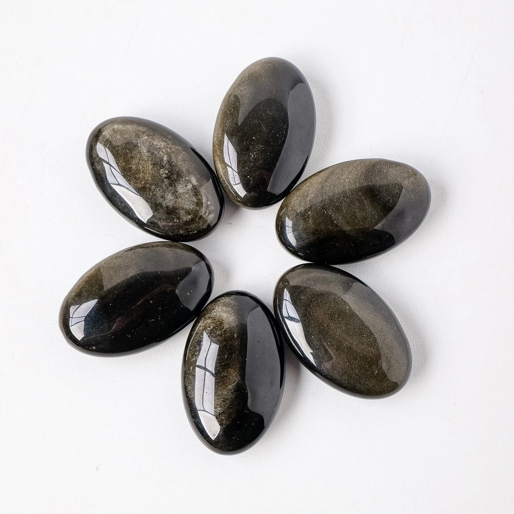 1PC Natural Crystal Healing Gem Golden Obsidian Palm Stone Chakra Reiki Mineral Room Decor Home Decoration