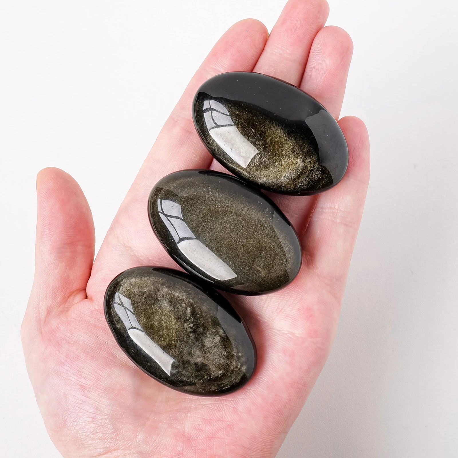 1PC Natural Crystal Healing Gem Golden Obsidian Palm Stone Chakra Reiki Mineral Room Decor Home Decoration