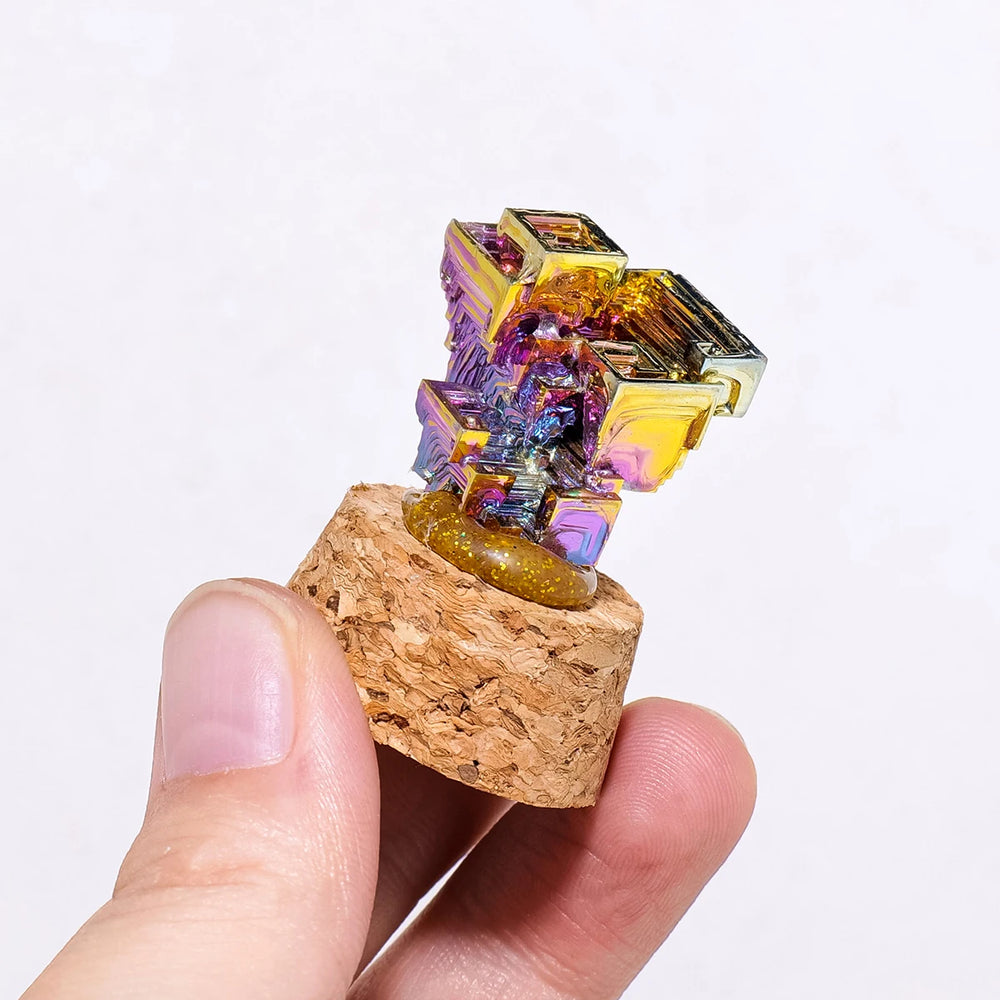 1PC Natural Crystal Irregular Bismuth Ore Specimen Stone Glass Wishing Bottle Decors Teaching Materials Raw Mineral