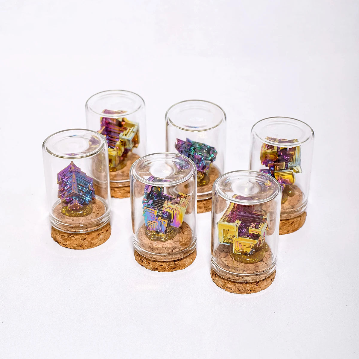 1PC Natural Crystal Irregular Bismuth Ore Specimen Stone Glass Wishing Bottle Decors Teaching Materials Raw Mineral