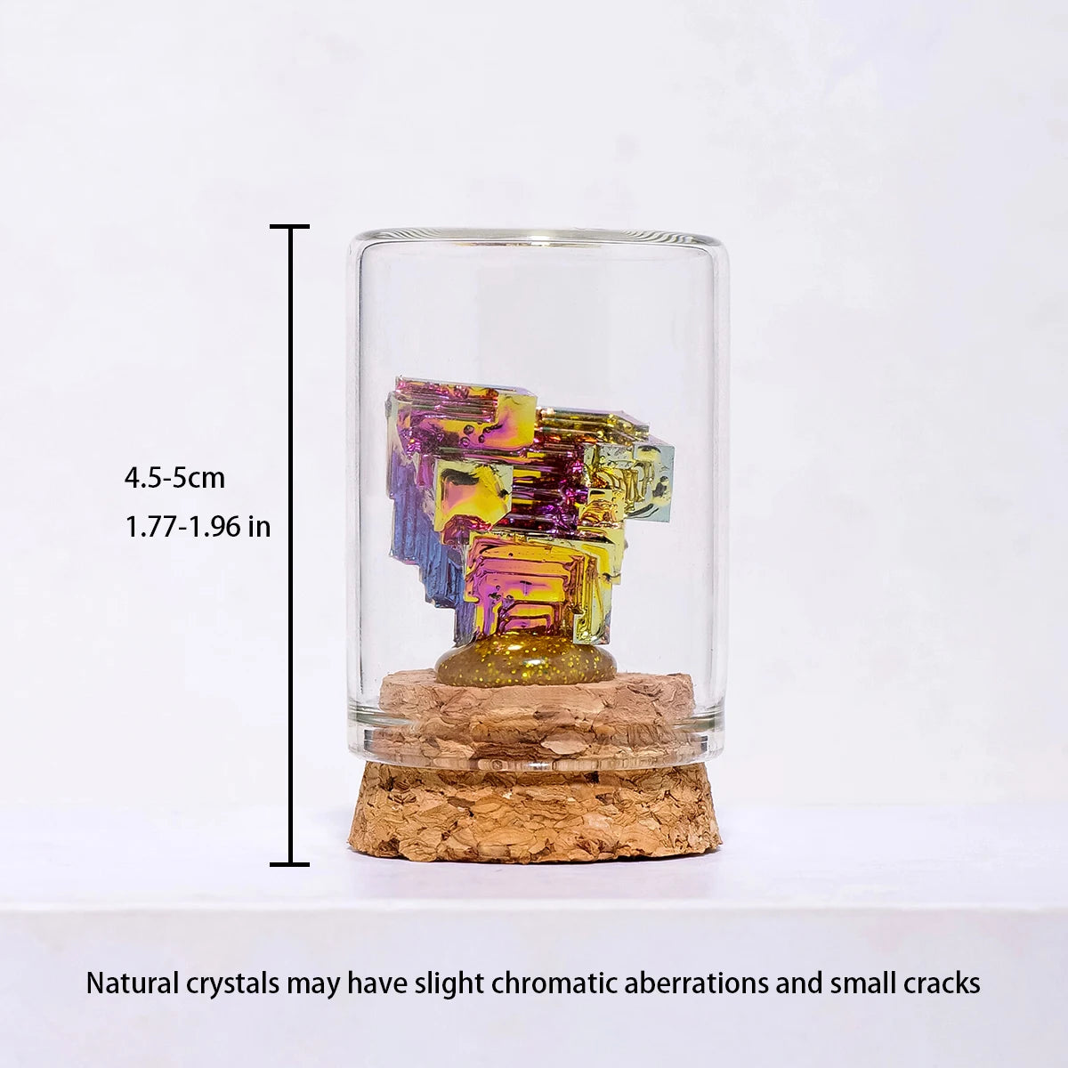 1PC Natural Crystal Irregular Bismuth Ore Specimen Stone Glass Wishing Bottle Decors Teaching Materials Raw Mineral