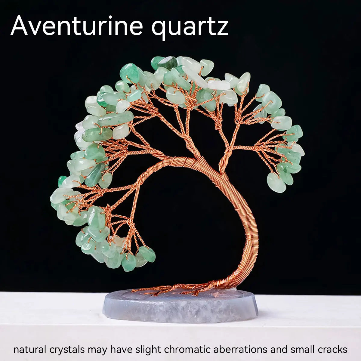 1PC Natural Crystal Lucky Tree Copper Wire Winding Amethyst Gravel With Agate Slice Base Home Decoration Money Trees