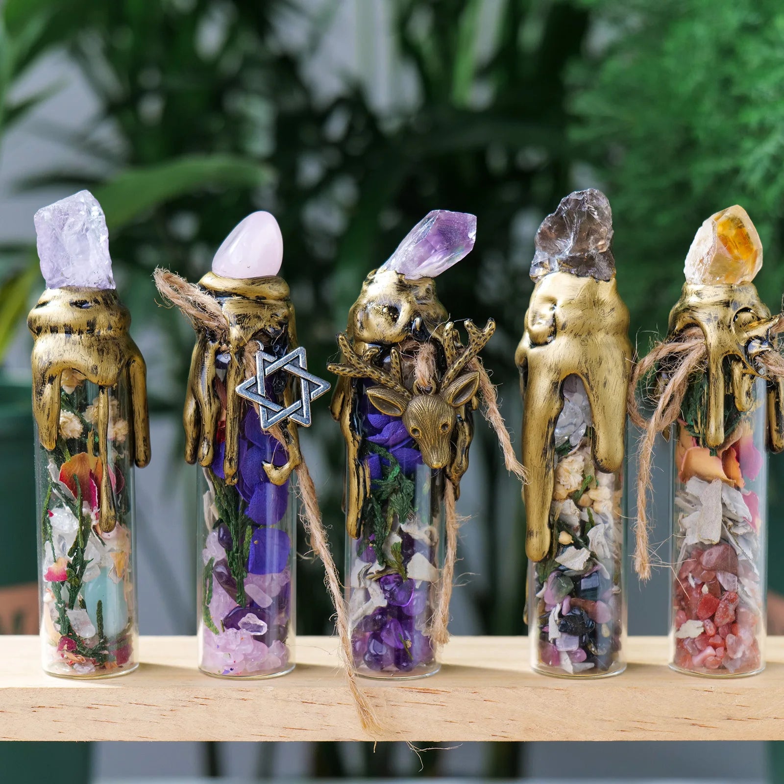 1PC Natural Crystal Measuring Bottle Amethyst Powder Crystal Original Stone Votive Bottle Home Decoration Gift