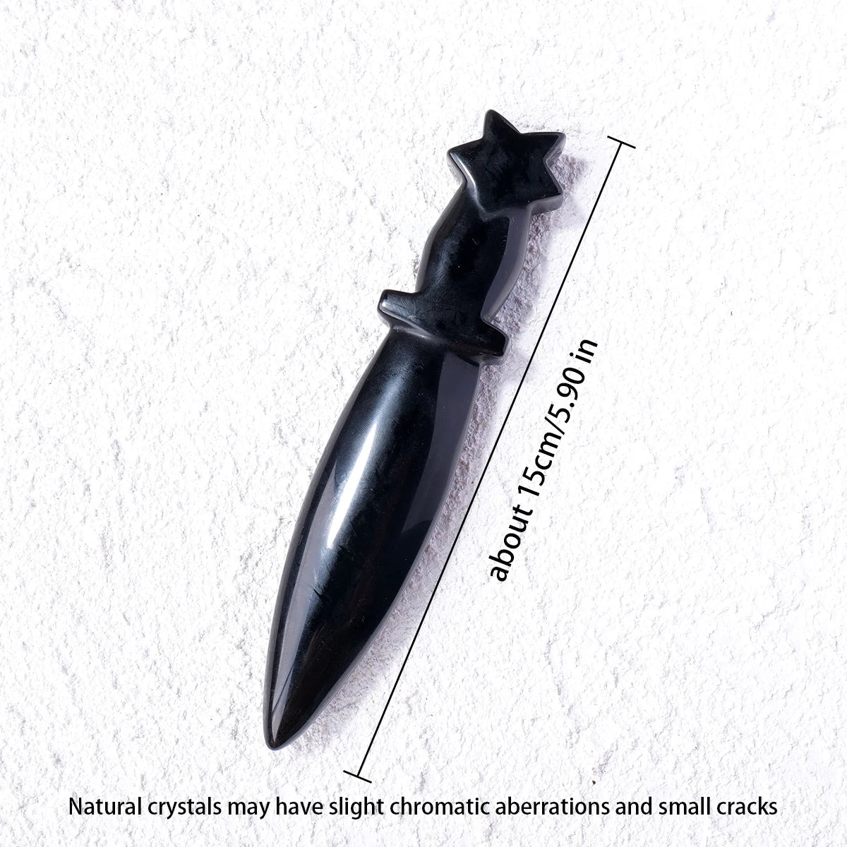 1PC Natural Crystal Obsidian Dagger Original Stone Model Knife Polishing Unbladed Knife Model Crystal Crafts Crafts Witch