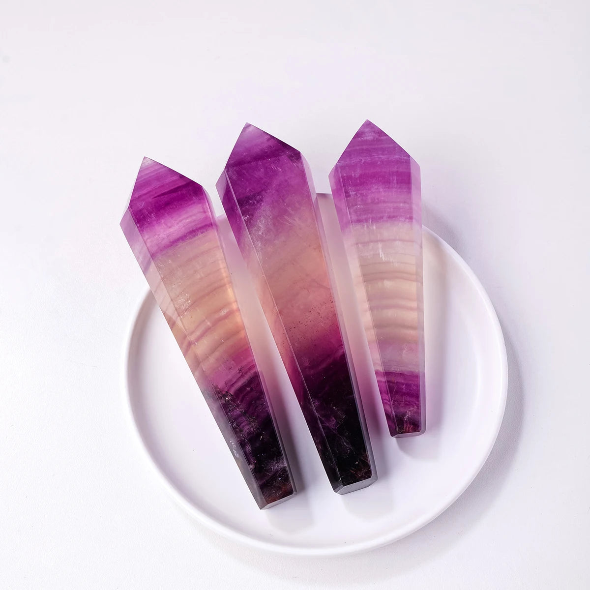 1PC Natural Crystal Purple Fluorite Taper Soul Pendulum Magic Wand Crystal Reiki Meditation Room Decorations