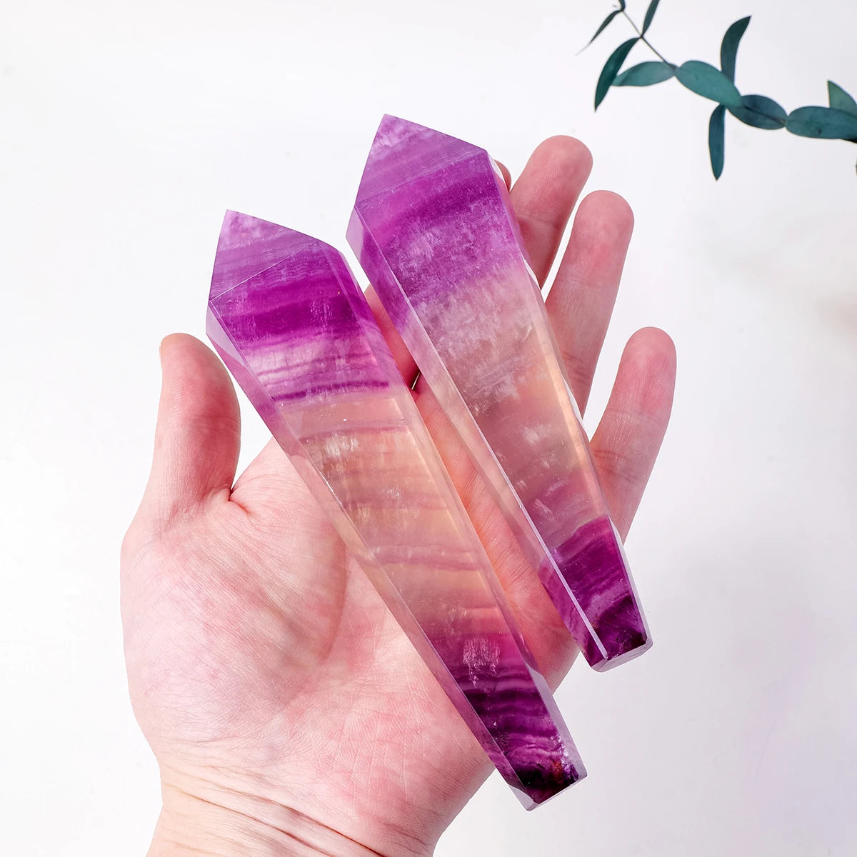 1PC Natural Crystal Purple Fluorite Taper Soul Pendulum Magic Wand Crystal Reiki Meditation Room Decorations