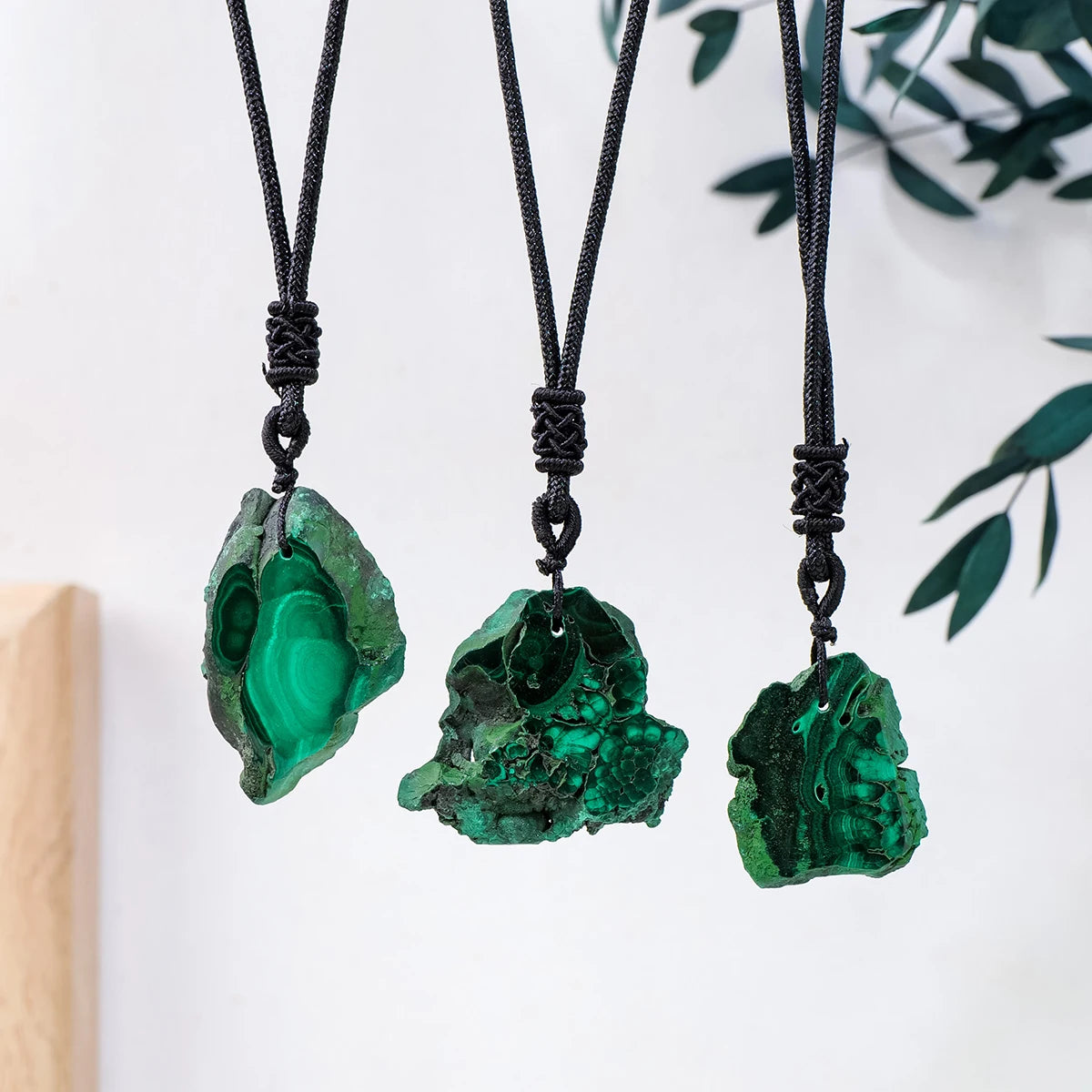 1PC Natural Crystal Quartz Green Malachite Slab Raw Stone Pendant Irregular Gem Necklace Women Men Green Jewelry