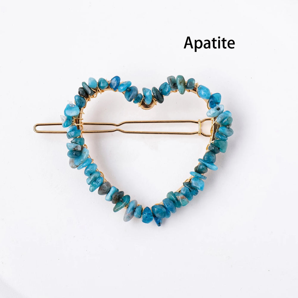 1PC Natural Crystal Quartz Love Heart Shape Hairpin Head Decoration Barrettes Headwear Hair Accessories Gifts