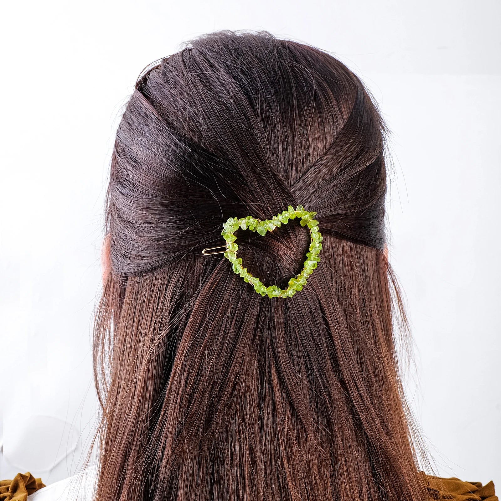 1PC Natural Crystal Quartz Love Heart Shape Hairpin Head Decoration Barrettes Headwear Hair Accessories Gifts