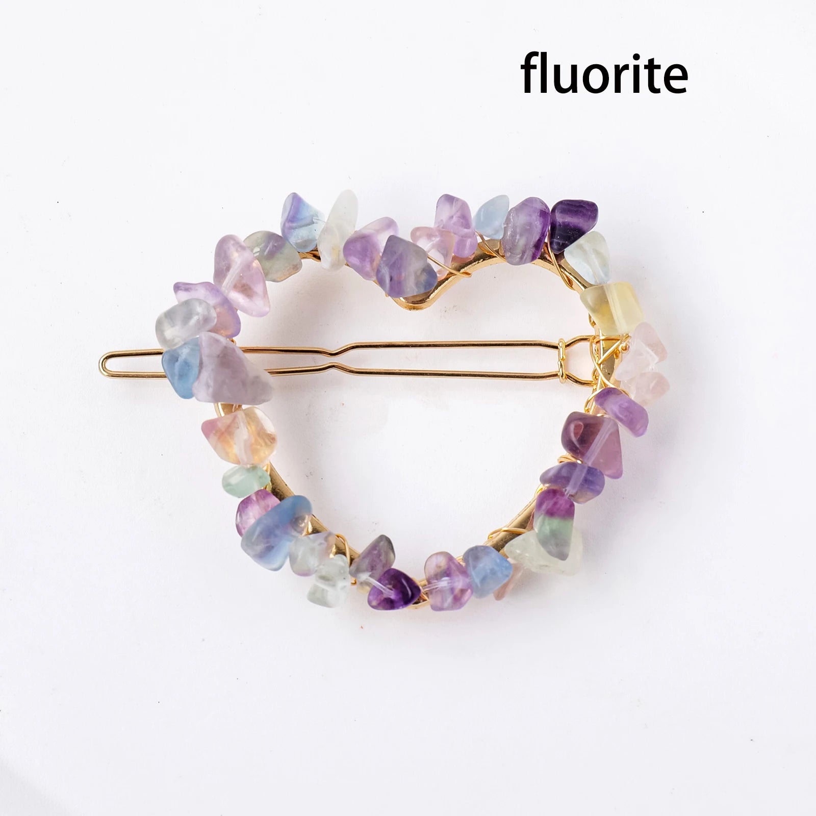 1PC Natural Crystal Quartz Love Heart Shape Hairpin Head Decoration Barrettes Headwear Hair Accessories Gifts