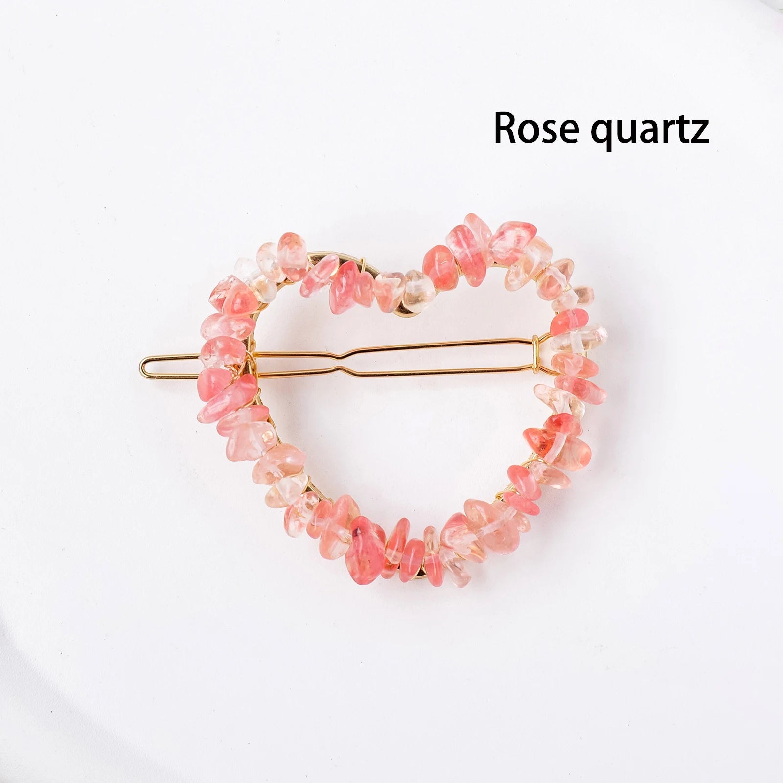 1PC Natural Crystal Quartz Love Heart Shape Hairpin Head Decoration Barrettes Headwear Hair Accessories Gifts