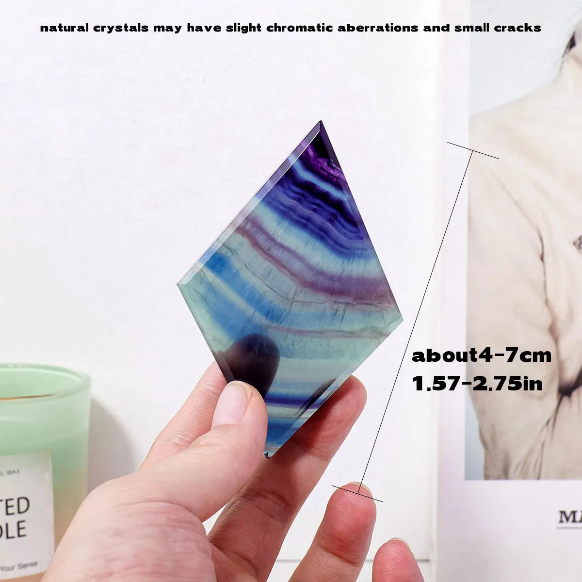 1PC Natural Crystal Rainbow Fluorite Diamond Polished Rough Stone Diamond Home Decoration Crafts Collection Mineral Specimens