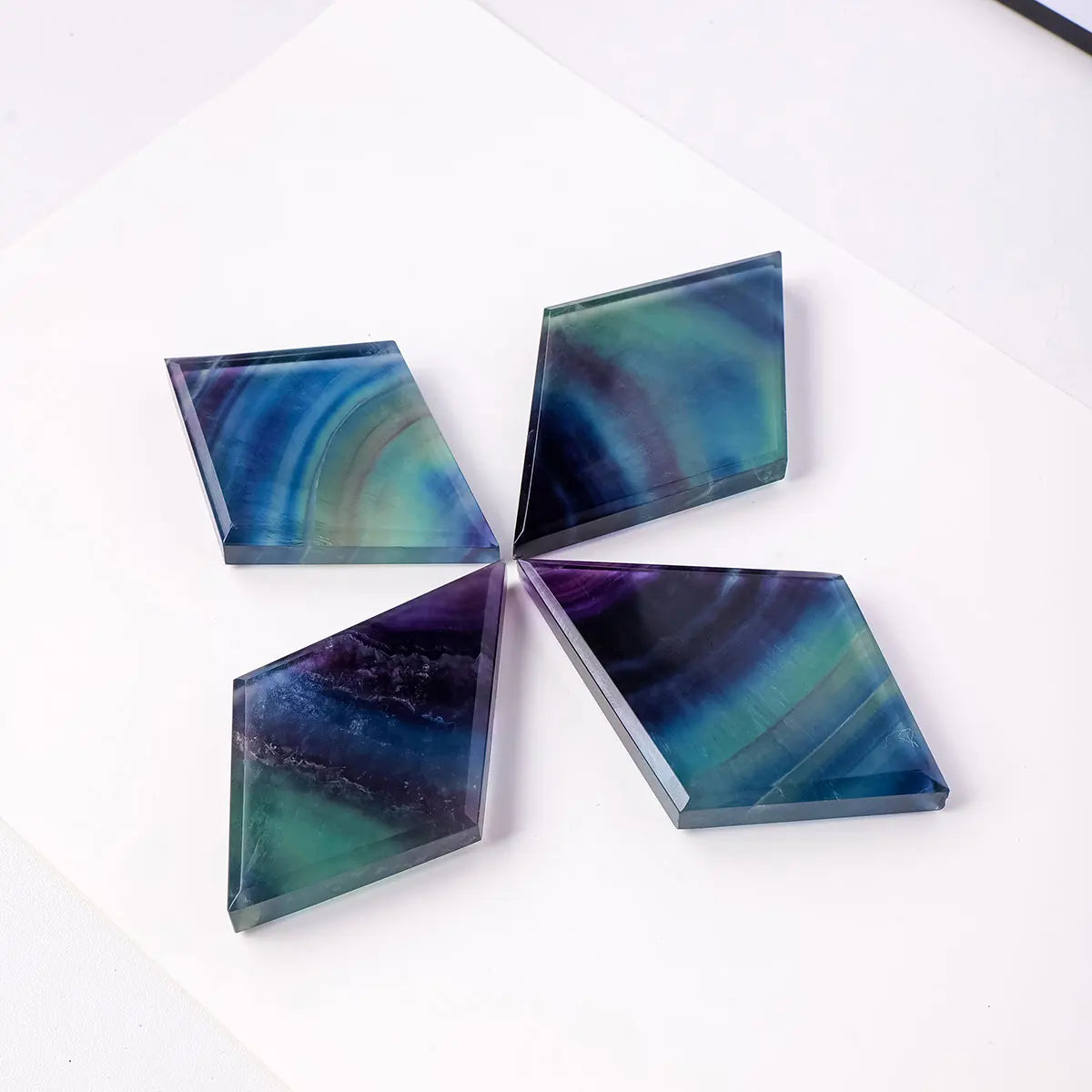 1PC Natural Crystal Rainbow Fluorite Diamond Polished Rough Stone Diamond Home Decoration Crafts Collection Mineral Specimens