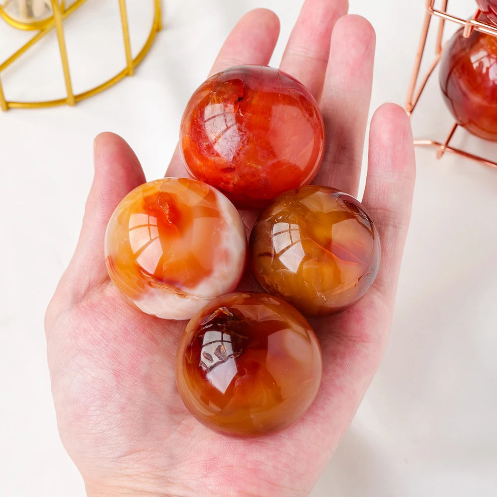 1PC Natural Crystal Red Agate Crystal Sphere Carnelian Decorative Ball Ornaments Reiki  Healing Stone