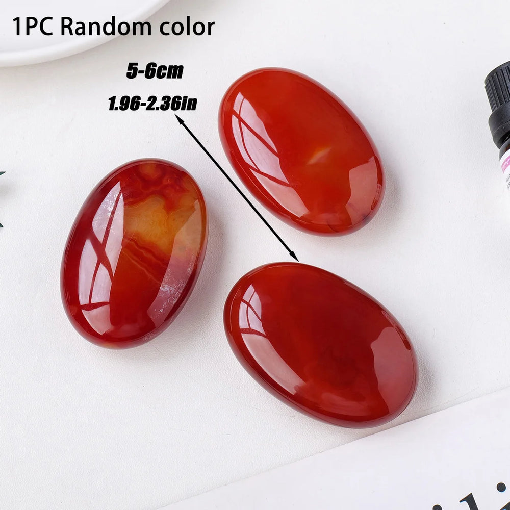 1PC Natural Crystal Red Agate Polished Crystal Palm Play Fingertip Toy Carnelian Spiritual Meditation Healing Stone