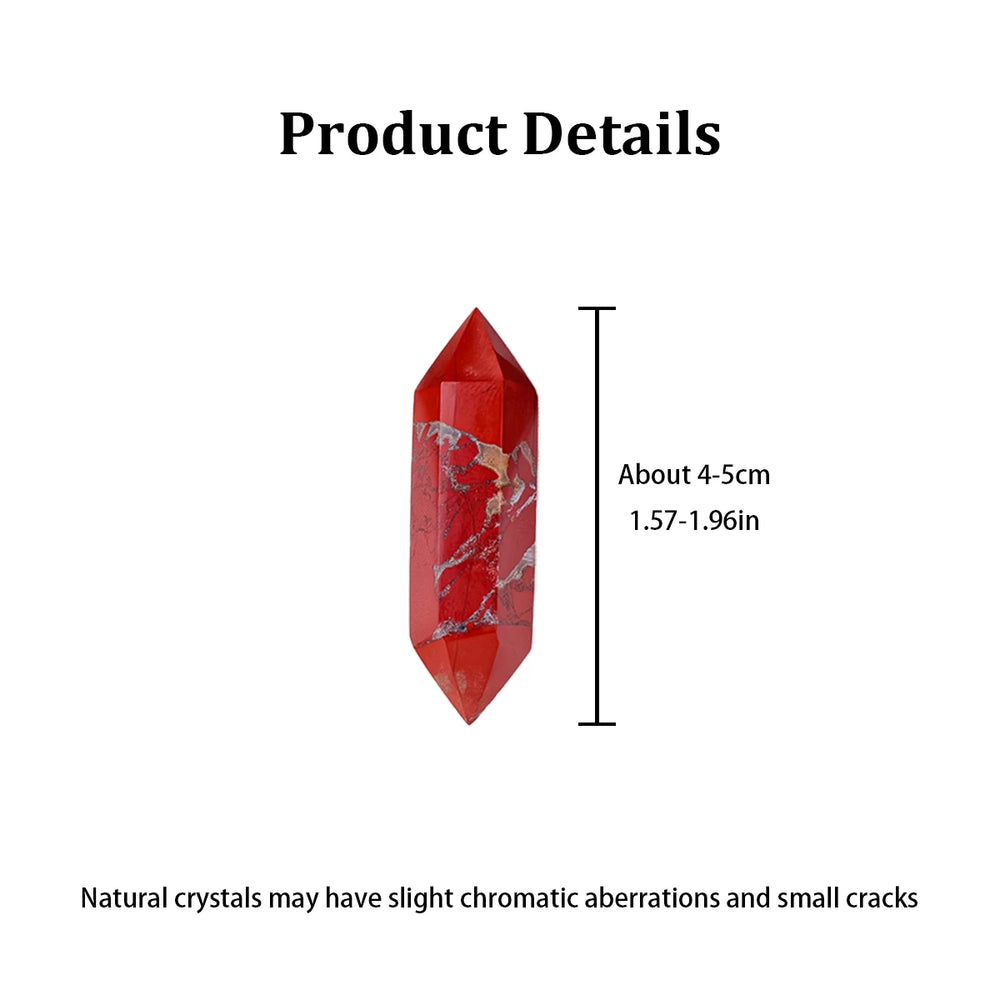 1PC Natural Crystal Red Jasper Hexagonal Prisms Double Point Wand Crystal Healing Stone Home Decoration