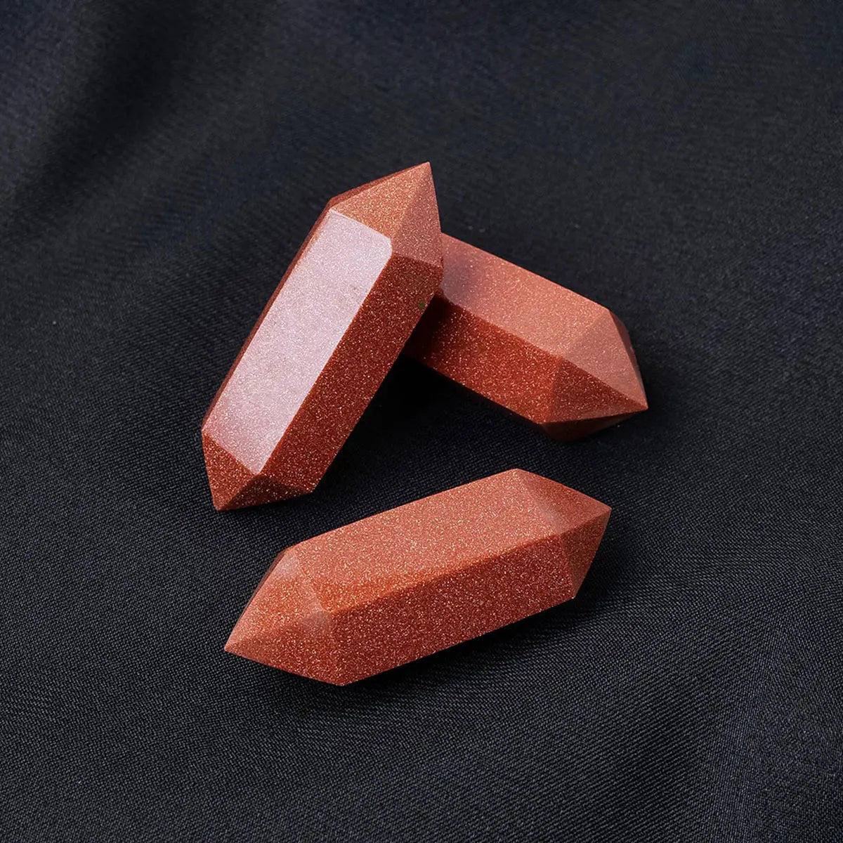 1PC Natural Crystal Red Sandstone Hexagonal Prisms Double Point Jewelry DIY Gifts Wand Specimen Reiki Healing Stone