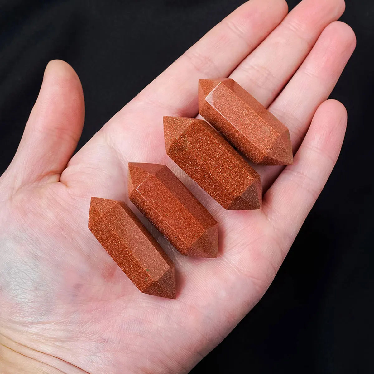 1PC Natural Crystal Red Sandstone Hexagonal Prisms Double Point Jewelry DIY Gifts Wand Specimen Reiki Healing Stone