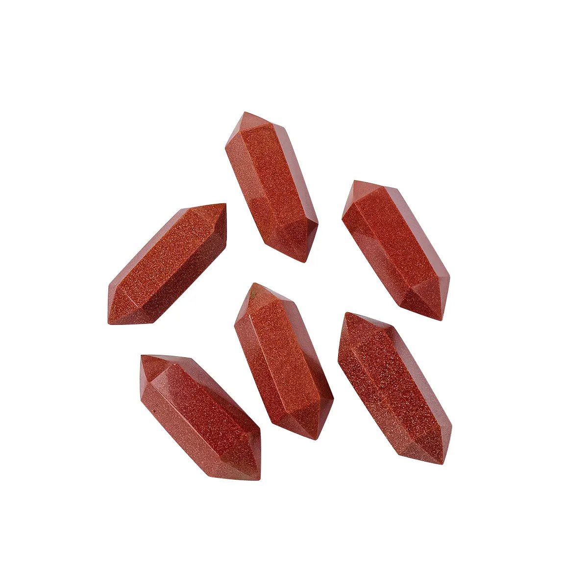 1PC Natural Crystal Red Sandstone Hexagonal Prisms Double Point Jewelry DIY Gifts Wand Specimen Reiki Healing Stone