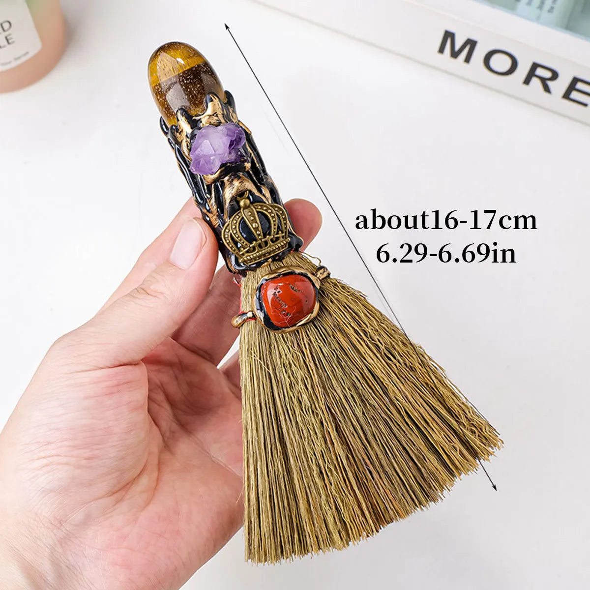 1PC Natural Crystal Rolling Stones Magic Broom Quartz Witch Broom Reiki Divination Gemstone For Cleansing Healing Fengshui