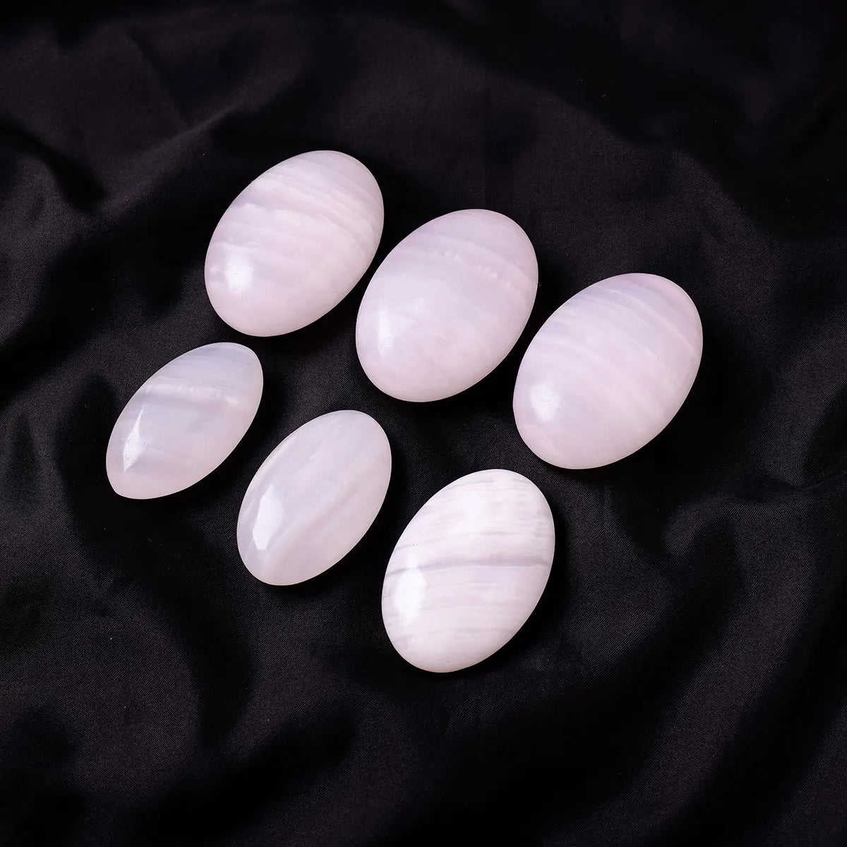 1PC Natural Crystal Rose Calcite Palm Stone Mind Healing Finger Massage Energy Stone Feng Shui Yoga Home Decoration