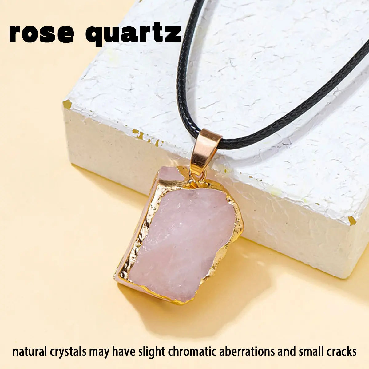 1PC Natural Crystal Rose Quartz Raw Stone Unpolished Stone Green fluorite Pendant Necklace For Women's Gifts