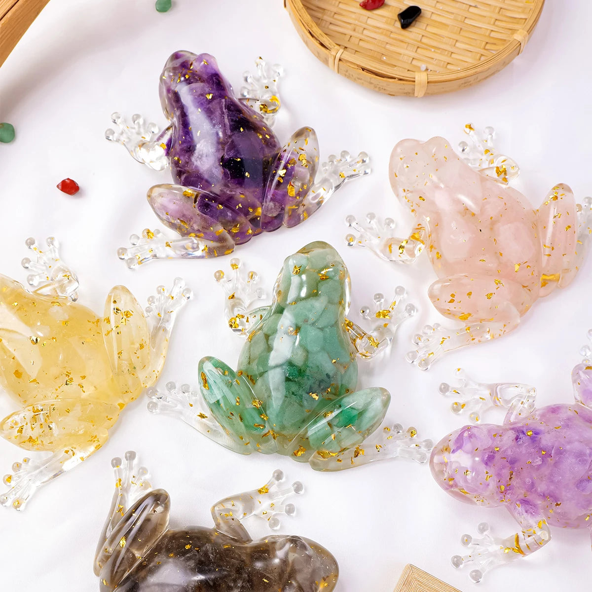 1PC Natural Crystal Rough Stone Frog Statue Reiki Stone Frog Figurine Amulet Fengshui Sculpture for Home Office Decoration