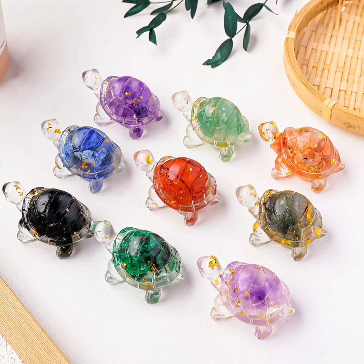 1PC Natural Crystal Rough Stone Turtle Statue Reiki Stone Tortoise Figurine Amulet Fengshui Sculpture for Home Office Decoration